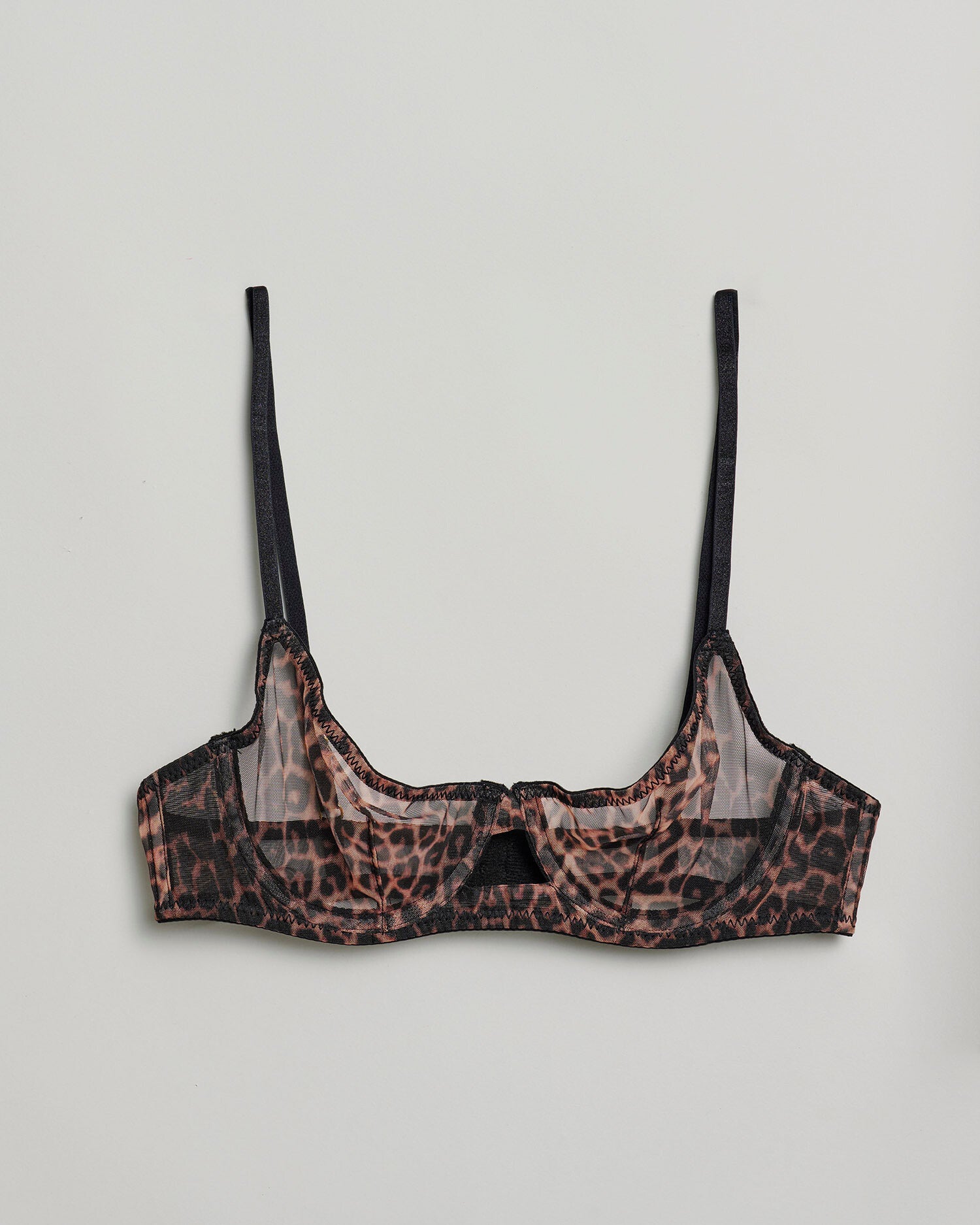 The Yves Leopard Mesh Brassiere : Brown