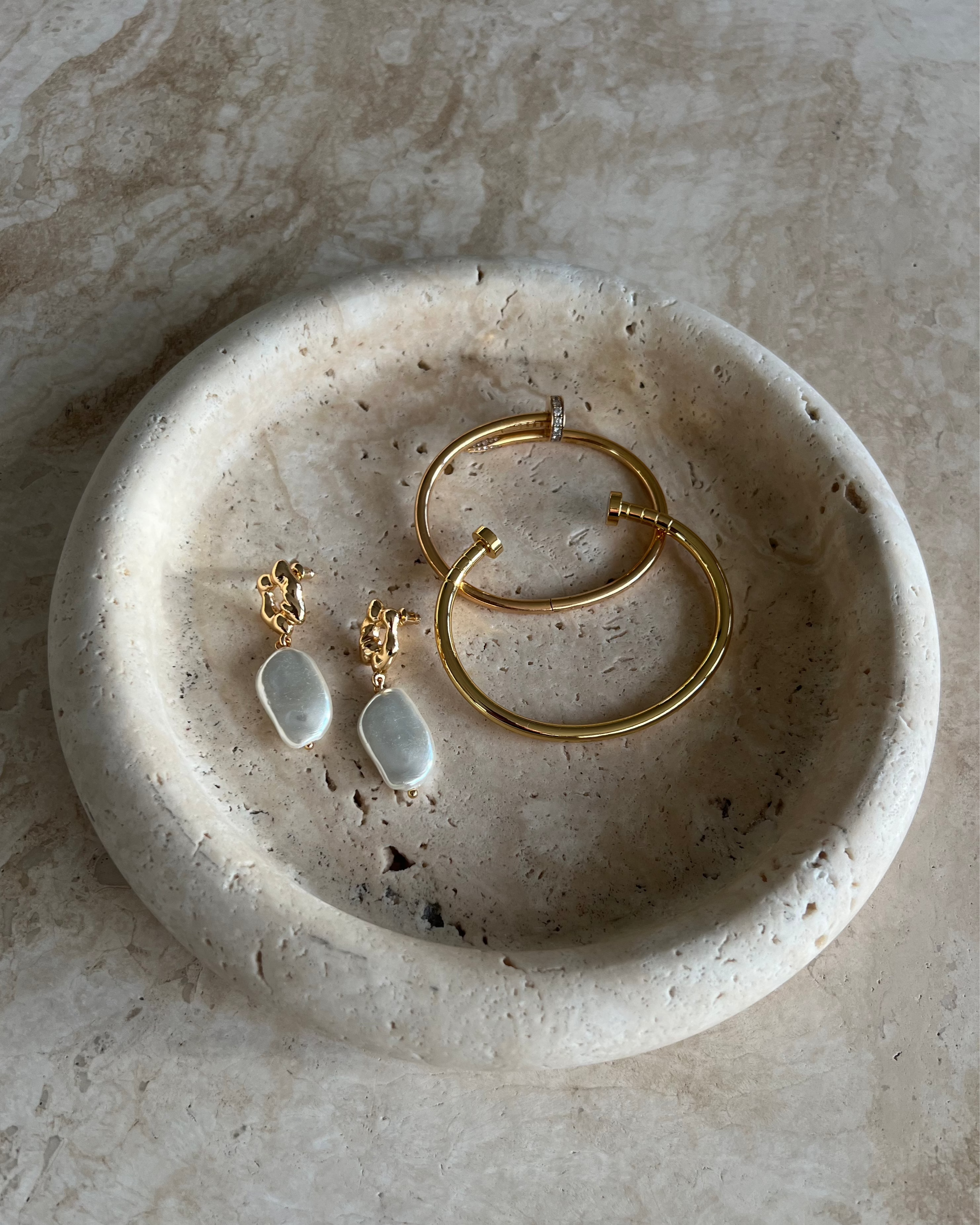 The Nicole Baroque Pearl Drop Earrings : Gold